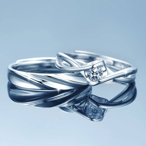 (image for) Infinity Heart Diamond Men And Women Matching Rings In Sterling Silver