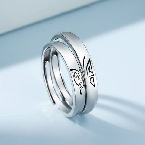 (image for) Matching Butterfly Rings For Couples In Sterling Silver