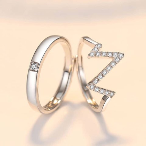 (image for) Sterling Silver Heart Beat Cheap Matching Rings For Boyfriend And Girlfriend
