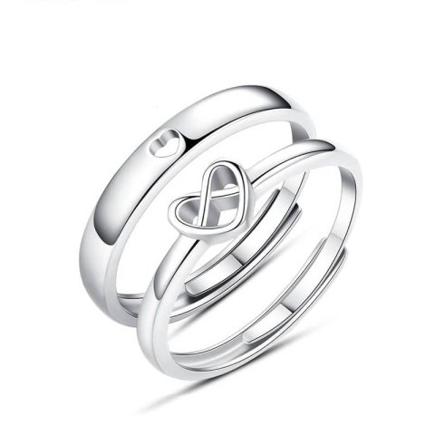 (image for) Sterling Silver Heart Knot Matching His And Hers Promise Rings Set
