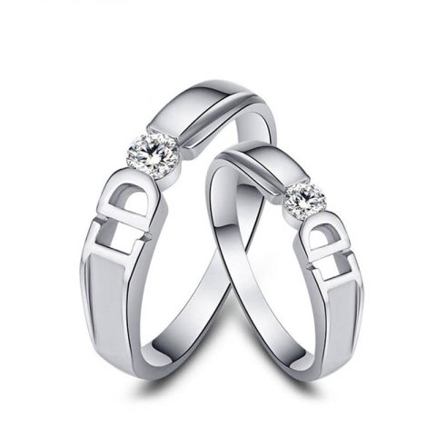 (image for) Yes I Do Promise Rings for Couples, Unique Polished Sterling Silver Wedding Ring Band with Cubic Zirconia Diamond, Matching Couple Jewelry Set for Him and Her