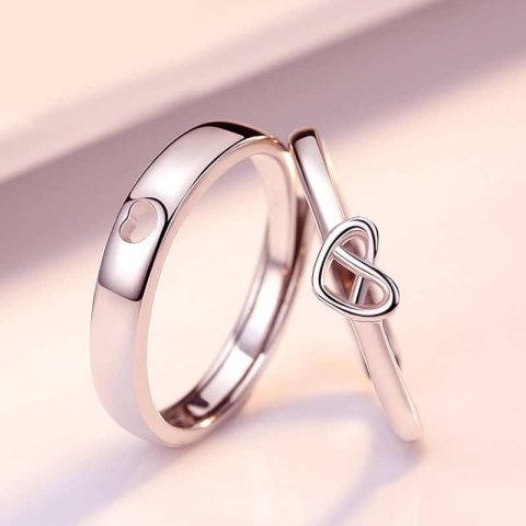 (image for) Infinity Heart Knot Cute Matching Couples Promise Rings Set In Sterling Silver