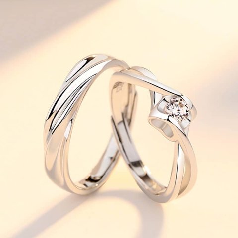 (image for) Infinity Heart Promise Matching Rings For Couples In Sterling Silver
