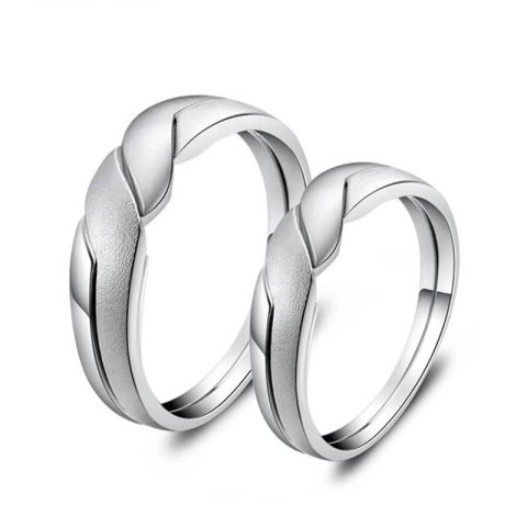 (image for) Interlocking Infinity Promise Rings for Couples, Polished + Brushed Finish Wedding Ring Band in 925 Sterling Silver, Matching Couple Jewelry Set for Him and Her