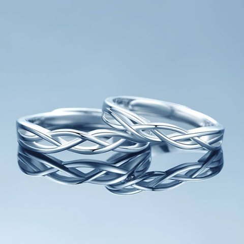 (image for) Sterling Silver Basket Weave Infinity Promise Rings Matching Set