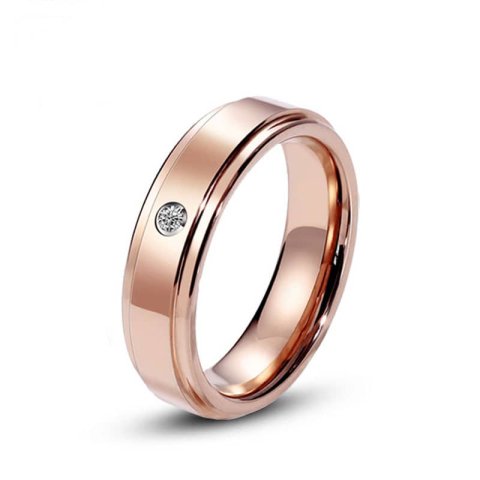 (image for) Rose Gold / White Tungsten Wedding Bands With Single CZ Diamond, Tungsten Carbide Spinner Wedding Ring Band For Women Or Men - 6mm, Matching Tungsten Jewelry
