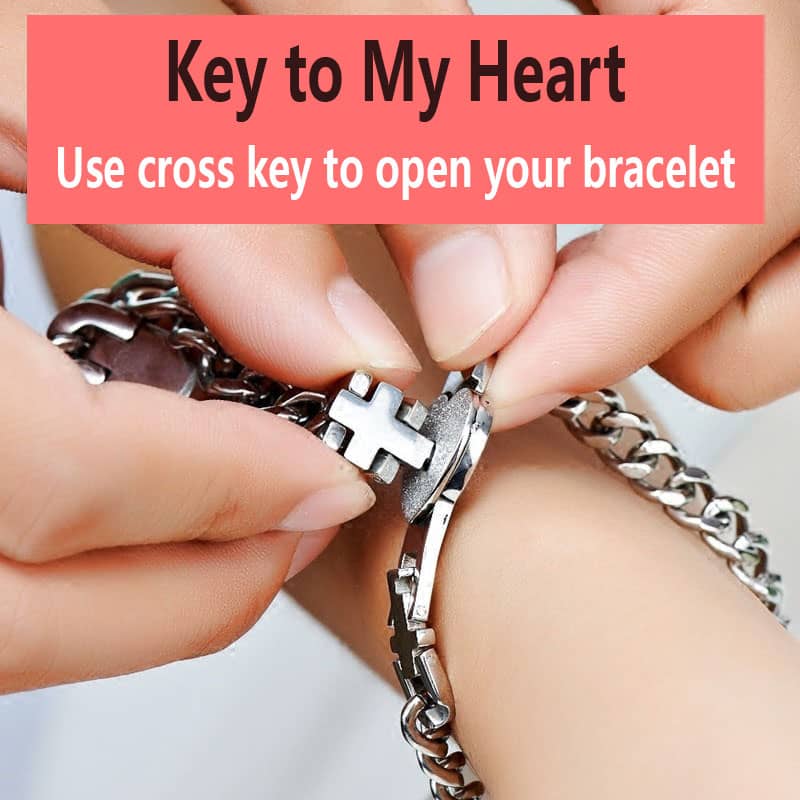 (image for) Key To My Heart Matching Lock And Key Bracelets Set in Titanium Steel