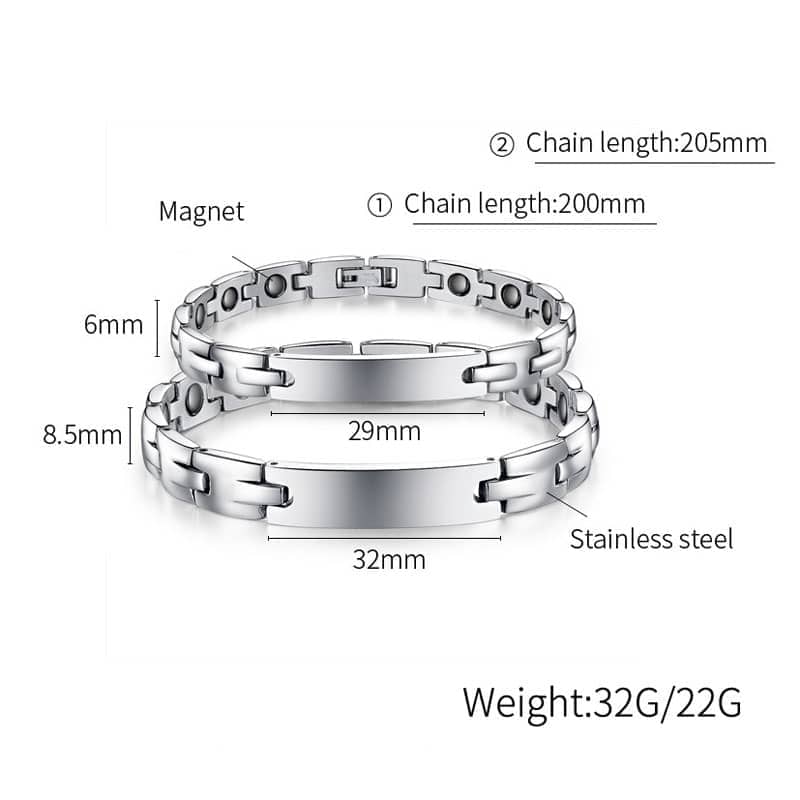 (image for) Teamo His and Hers Bracelets, Personalized ID Name Tag Bracelets Set for Men and Women, Custom Titanium Steel Bracelet with Magnet Inlay, Matching Jewelry for Couples
