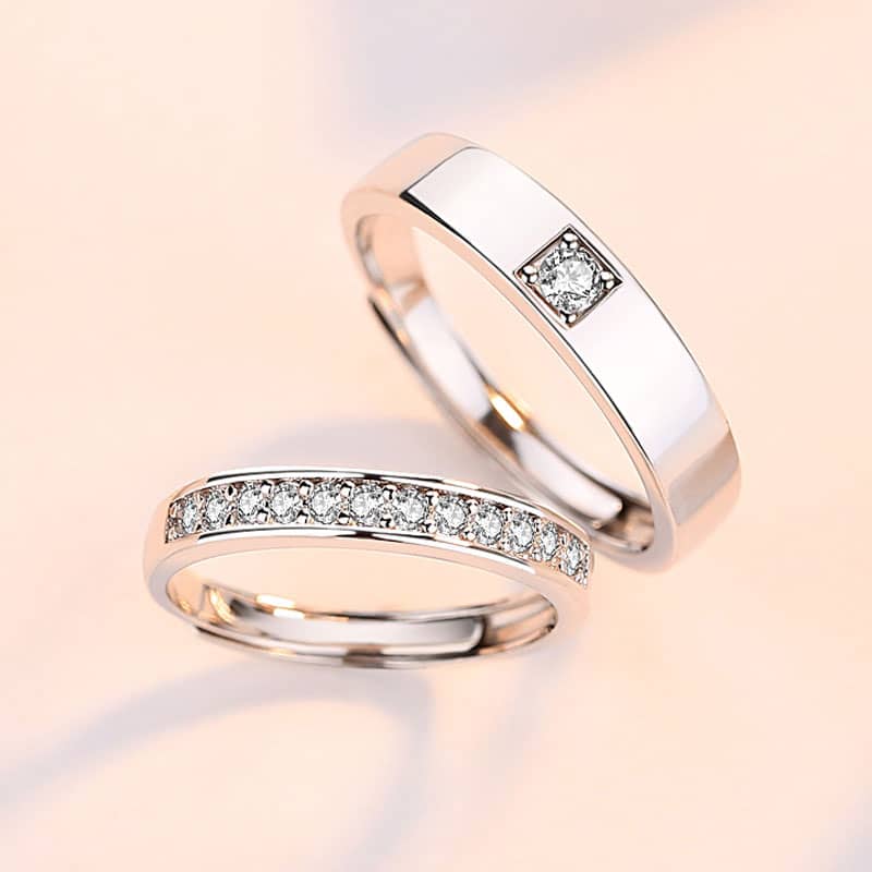 925 Sterling Silver Matching Promise Rings Set for Him and Her with ...