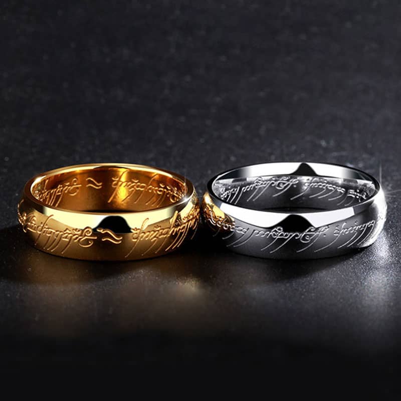 (image for) Lotr Engraved His and Hers Matching Wedding Ring Band Set for Couples in Titanium Steel