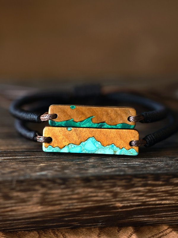 (image for) Phoebe Zhennan Wood Mountain Wave Bar Bracelets For Couples