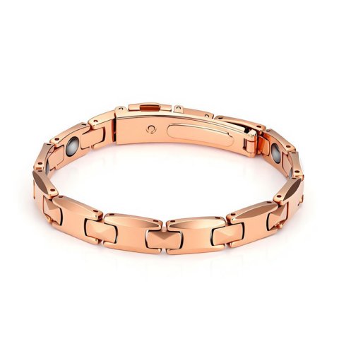 (image for) Mens Rose Gold Tungsten Carbide Bracelet with Butterfly Clasp
