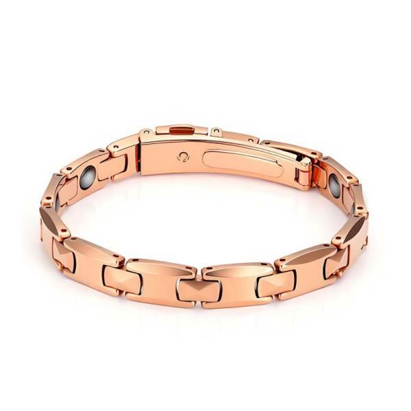 (image for) Mens Rose Gold Tungsten Carbide Bracelet with Butterfly Clasp