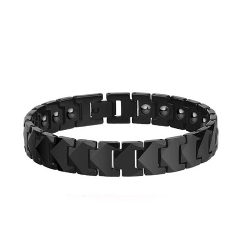 (image for) 12MM Wide Black Tungsten Carbide Link Bracelet For Men, Mens High Polished Tungsten Bracelet, Magnetic Tungsten Jewelry Gift For Boyfriend - Silver / Black / White