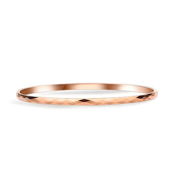 (image for) Rose Gold Faceted Tungsten Carbide Bangle Bracelet for Women 3mm Wide