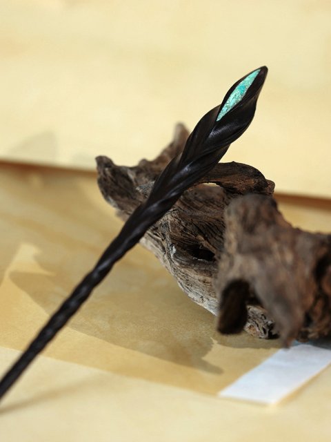 (image for) Black Sandalwood Ebony Turquoise Ancient Chinese Hair Pin