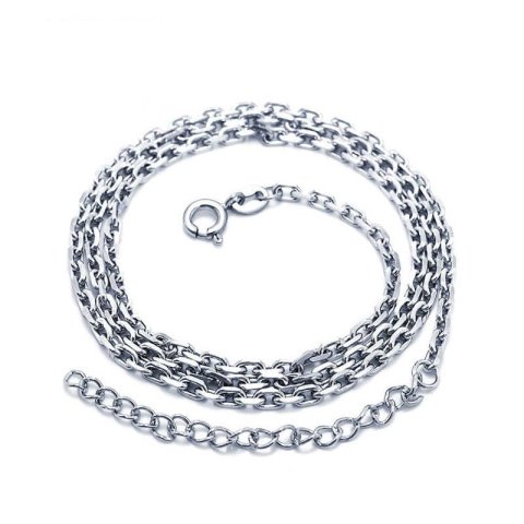 (image for) Mens Silver Cable Chain Necklaces With Spring Ring Clasp, 2.0mm Sterling Silver Oval Rolo Chains For Pendants, 20 In. To 34 In. High Polish Chains For Men