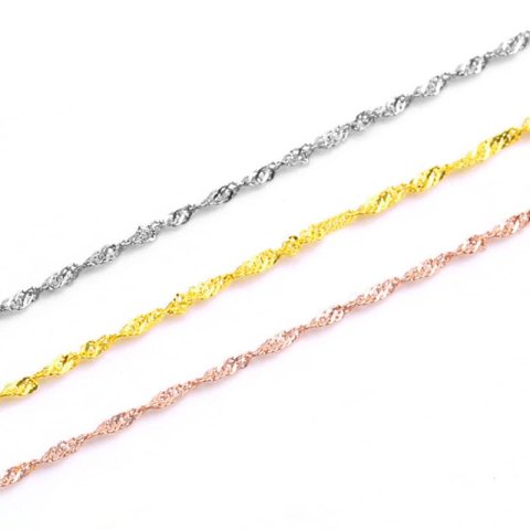 (image for) Singapore Snake Box Cable Bar Link Chain Necklaces For Women, 925 Sterling Silver Pendant Chains With Spring Ring Clasp - Silver / Rose Gold / Gold Colors