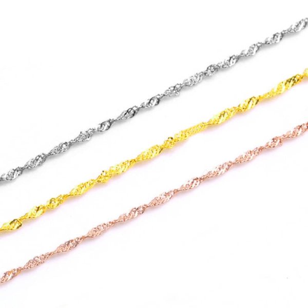 (image for) Singapore Snake Box Cable Bar Link Chain Necklaces For Women, 925 Sterling Silver Pendant Chains With Spring Ring Clasp - Silver / Rose Gold / Gold Colors