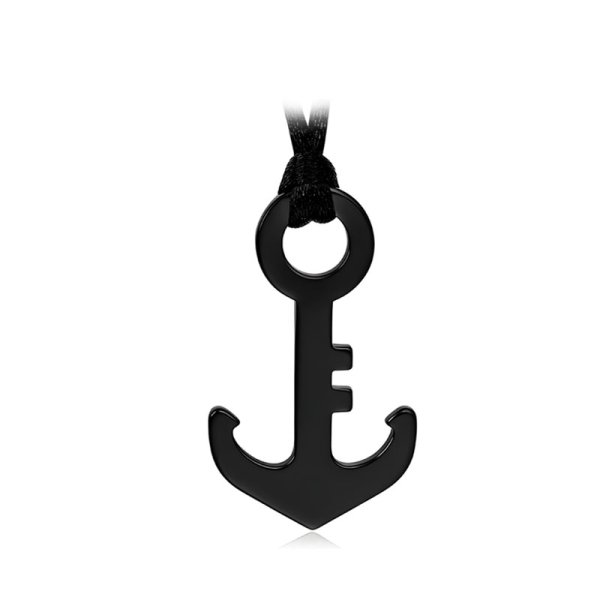 (image for) Black Tungsten Anchor Pendant, Unique Tungsten Anchor Necklace For Men And Women, Nautical Tungsten Carbide Jewelry Gift For Sailor - Black / Silver Colors
