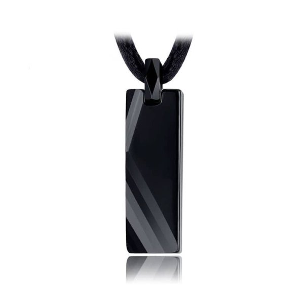(image for) Black Tungsten Tag Pendant With Faceted Edges, Mens Polished Tungsten Carbide Tag Necklace, Unique Tungsten Jewelry Gift For Men - Black / Silver / Blue / Gold