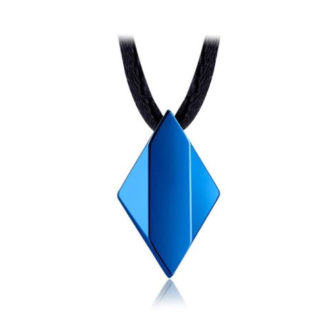 (image for) Blue Tungsten Rhombus Pendant, Tungsten Carbide Rhombus Shaped Necklace With Faceted Finish, Tungsten Jewelry Gift For Women And Men - Black / Silver / Blue / Gold