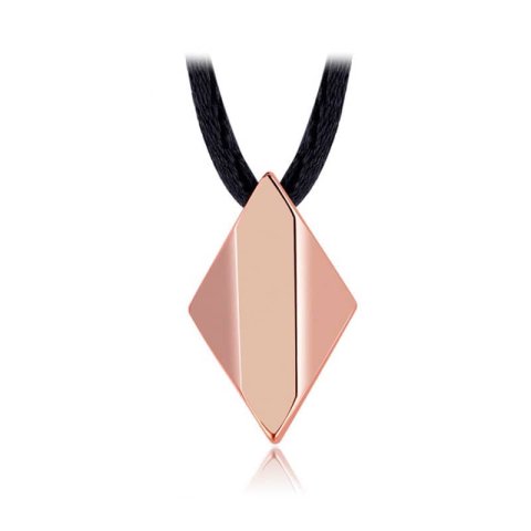 (image for) Rose Gold Tungsten Rhombus Pendant, Tungsten Carbide Rhombus Shaped Necklace With Faceted Finish, Tungsten Jewelry Gift For Women And Men - Black / Silver / Blue / Gold