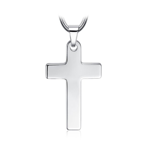 (image for) Silver Tungsten Cross Pendant, High Polished Solid White Tungsten Cross Necklace, Matching Tungsten Carbide Jewelry for Men and Women - Black / Silver Colors