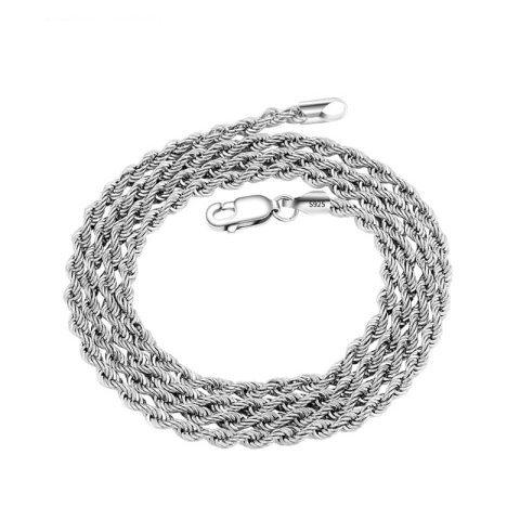 (image for) 1.5mm - 3.0mm Rope Chain Necklaces For Men And Women, Mens High Polished 925 Sterling Silver Pendant Chains With Lobster Claw Clasp - 18 Inches To 28 Inches