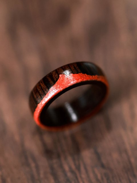 Ebony African Blackwood Cinnabar Mountain Ring For Men - 7mm (image for) Ebony African Blackwood Cinnabar Mountain Ring For Men - 7mm