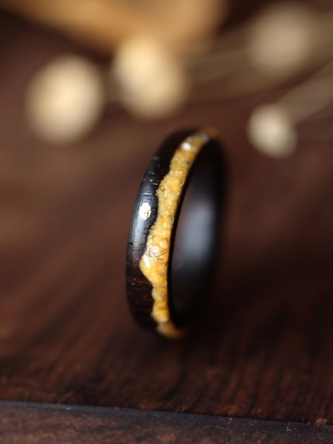 Ebony Wood Copper Sun Golden Shell Mountain Womens Wedding Rings - 5mm (image for) Ebony Wood Copper Sun Golden Shell Mountain Womens Wedding Rings - 5mm