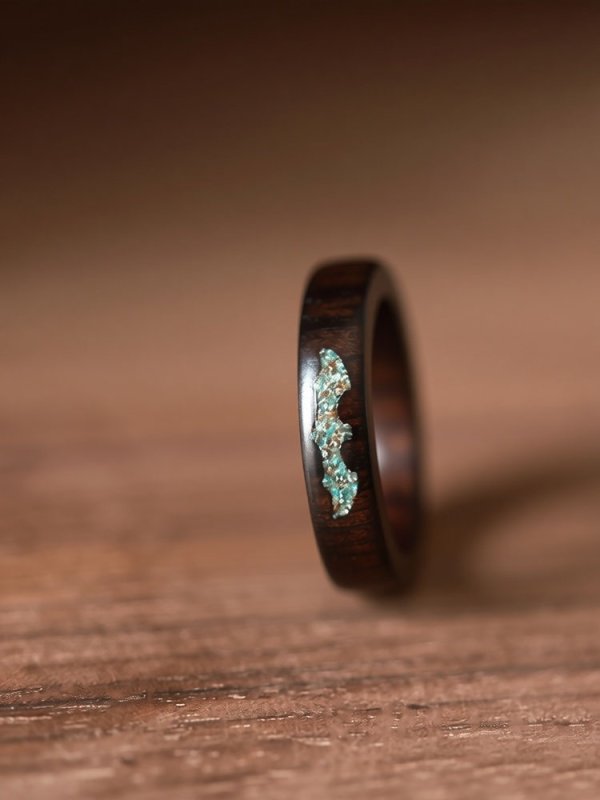 (image for) Ebony African Blackwood Seashell Bat Ring For Women - 5mm