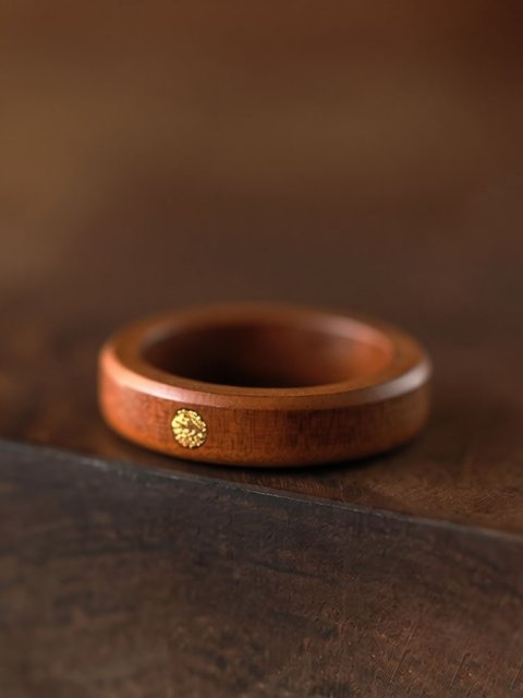 (image for) Peach Wood Copper Sun Wedding Band For Women - 5mm