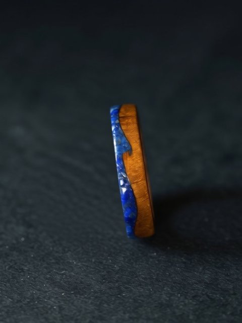 (image for) Phoebe Wood Lapis Lazuli Wave Ring For Women - 5mm