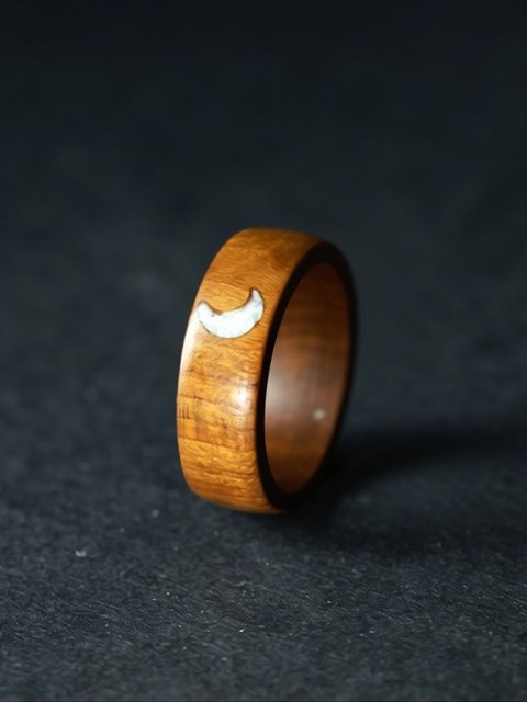 Phoebe Wood Mother Of Pearl Moon Ring For Men - 7mm (image for) Phoebe Wood Mother Of Pearl Moon Ring For Men - 7mm