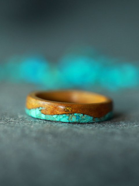 Phoebe Wood Copper Sun Turquoise Wave Womens Wedding Rings - 5mm (image for) Phoebe Wood Copper Sun Turquoise Wave Womens Wedding Rings - 5mm