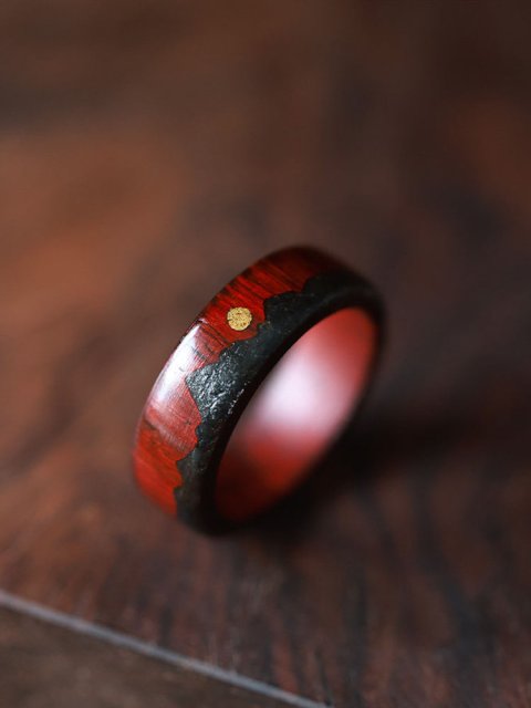 (image for) Rosewood Black Tourmaline Sun Mountain Ring For Men - 7mm