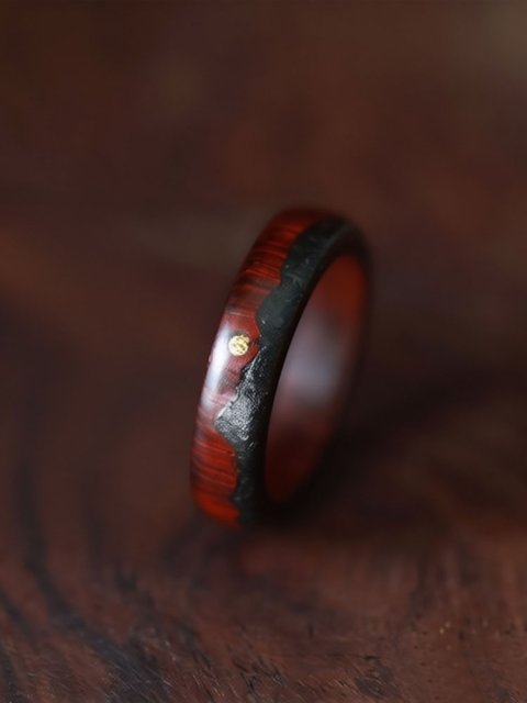 (image for) Rosewood Black Tourmaline Sun Mountain Ring For Women - 5mm