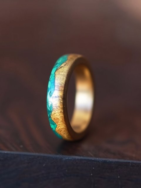 (image for) Phoebe Zhennan Wood Malachite Mountain Ring for Women - 5mm