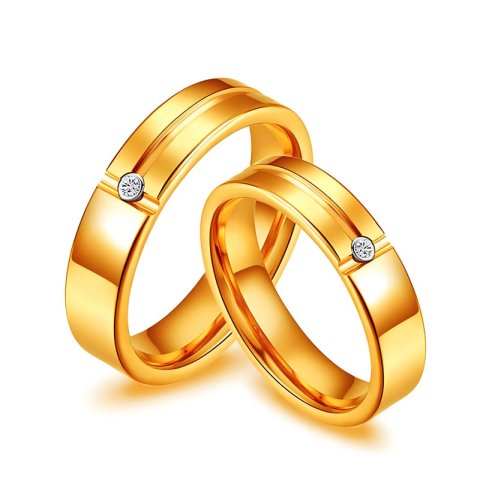 Matching Yellow Gold Tungsten Couple Rings His and Hers 4mm 5mm Wedding Bands with Diamond and Grooves (image for) Matching Yellow Gold Tungsten Couple Rings His and Hers 4mm 5mm Wedding Bands with Diamond and Grooves