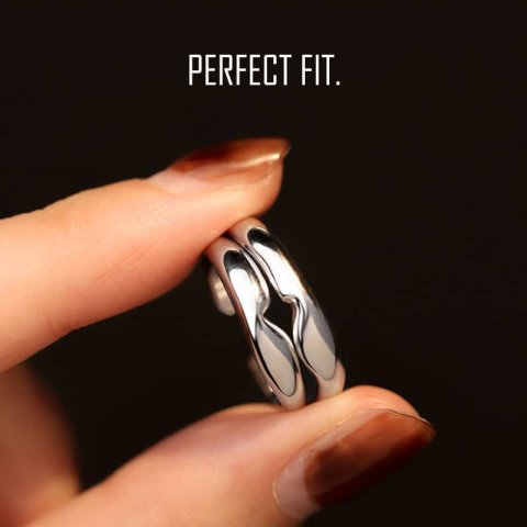 (image for) Perfect Fit Matching Open Heart Rings For Couples - High Polish