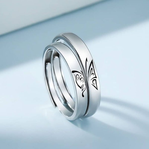 (image for) Matching Butterfly Rings For Couples In Sterling Silver