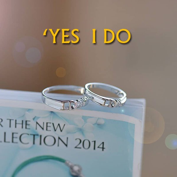 (image for) Yes I Do Sterling Silver Matching Promise Rings Set With CZ Diamonds
