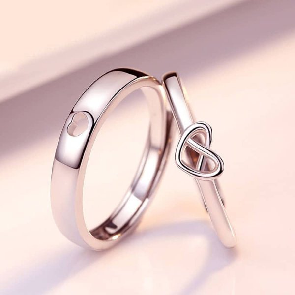 (image for) Infinity Heart Knot Matching Rings For Couples In Sterling Silver