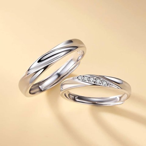 (image for) Sterling Silver Matching Infinity Promise Rings For Couples With CZ Diamond Accents