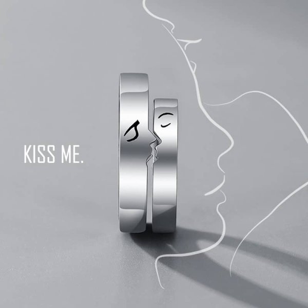 (image for) Kiss Me Matching Rings For Couples In 925 Sterling Silver