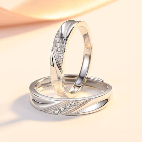 (image for) Sterling Silver Men And Women Infinity Matching Promise Rings With Diamond Accents