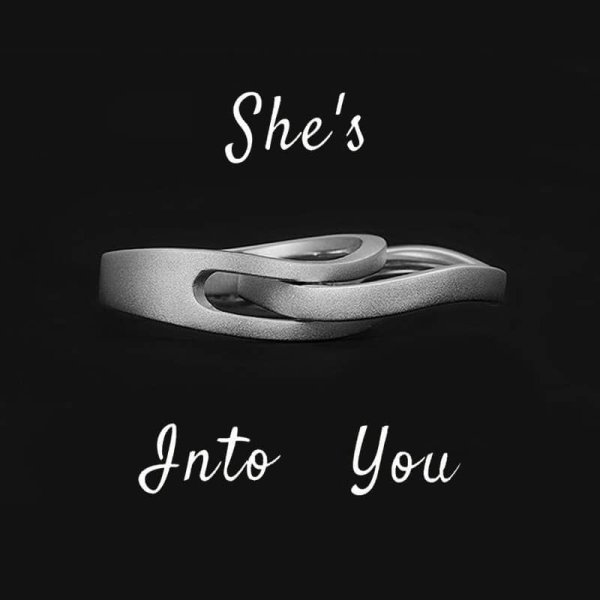 (image for) Matte Finish Interlocking Matching Couple Rings Set In Sterling Silver