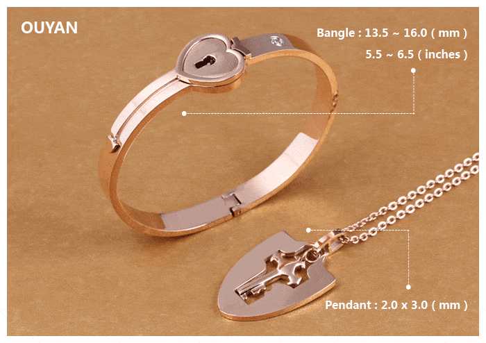 Key To My Heart Matching Lock Bangle & Knight Shield Key Necklace