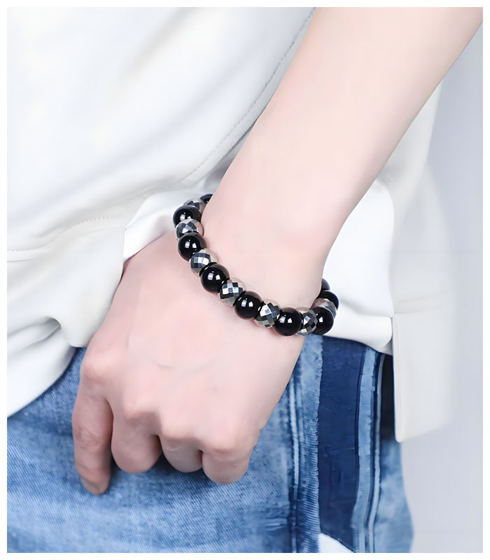 black agate bead bracelet